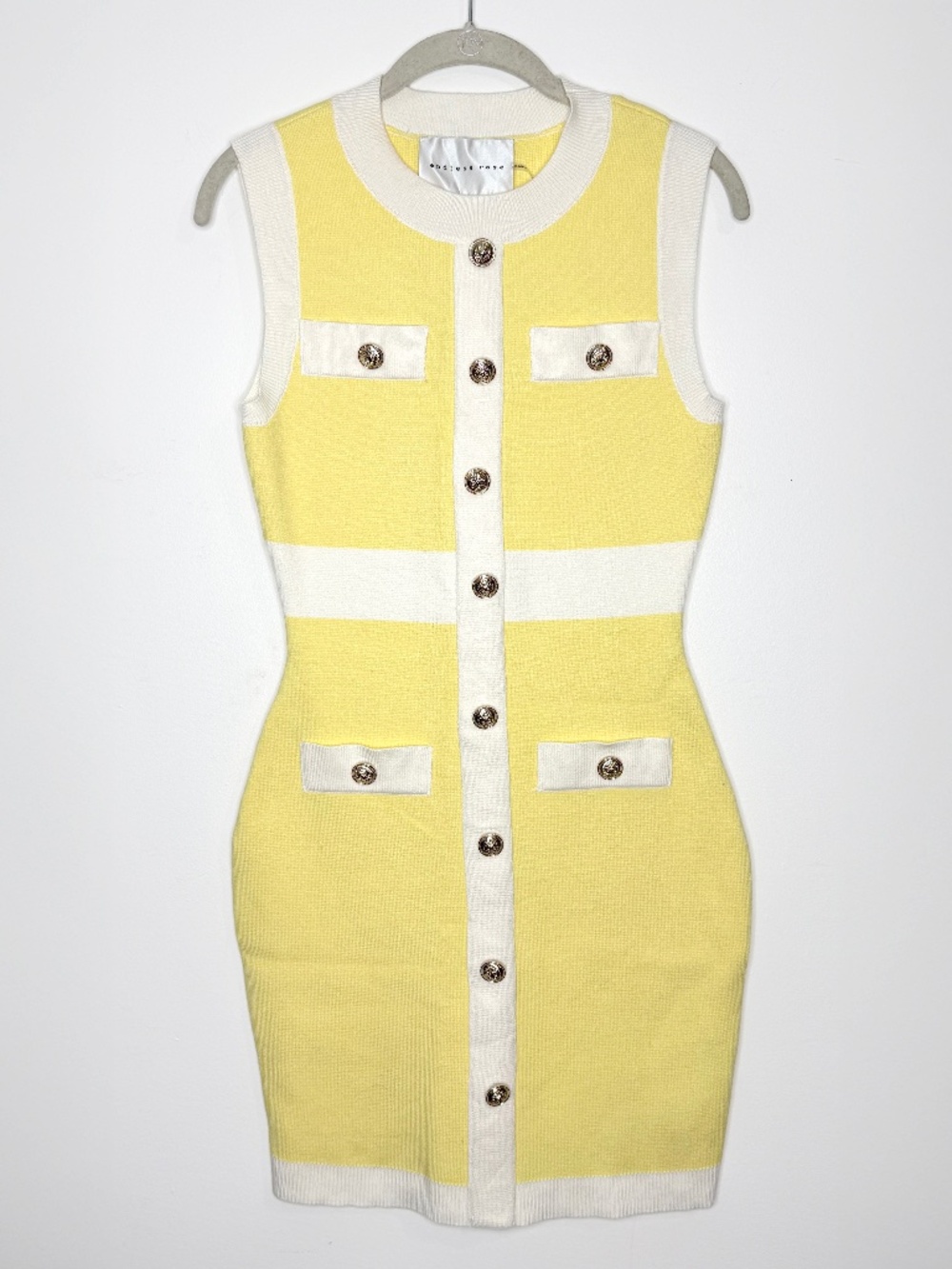 NWT Endless Rose Color Block Knit Dress – Canary Yellow & Ivory XS